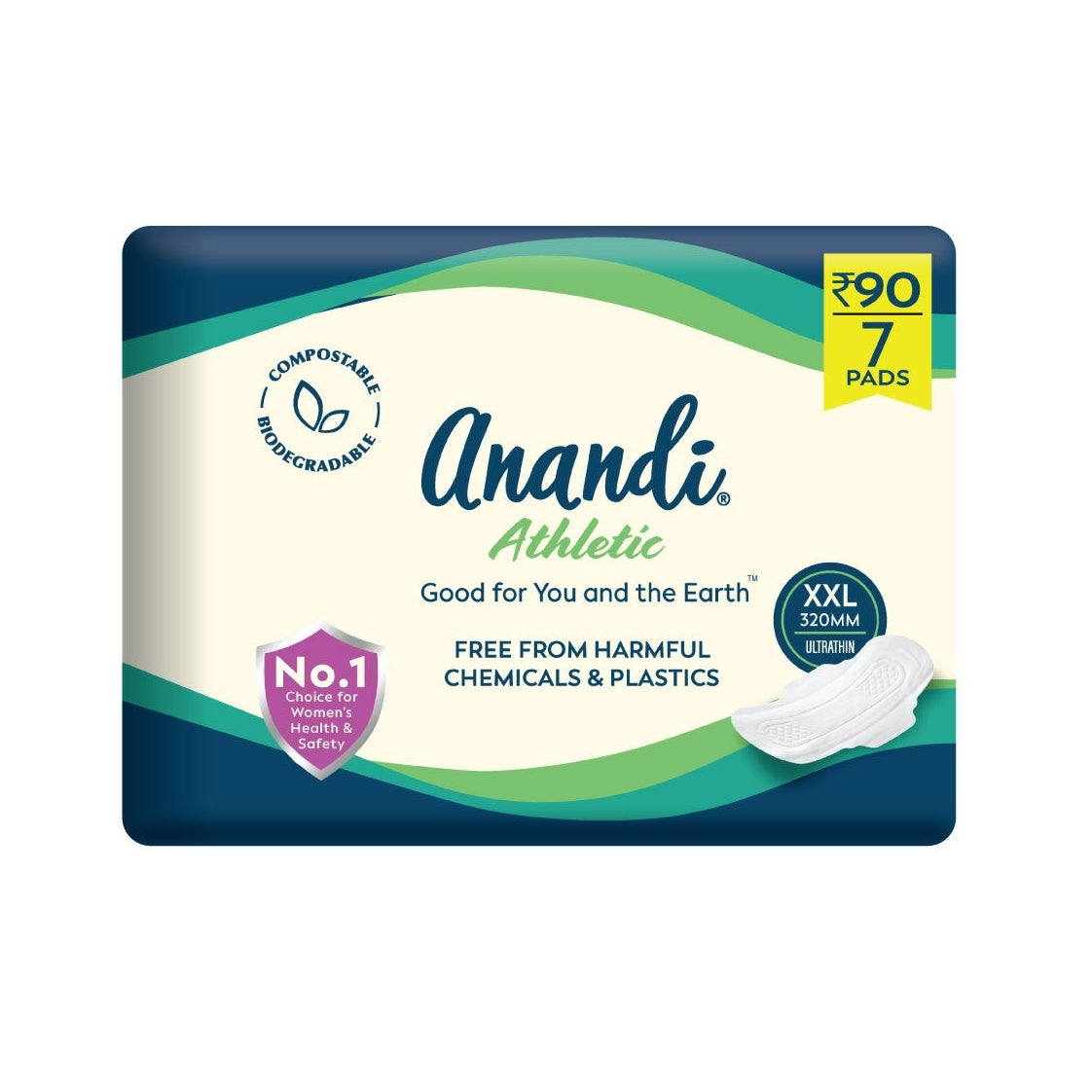 Anandi athletic pads packaging on a white background